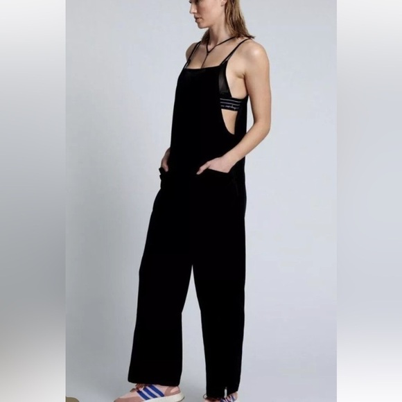 Free People One Teaspoon Velvet Night Lover Jumpsuit Relax Black XXS NWT
